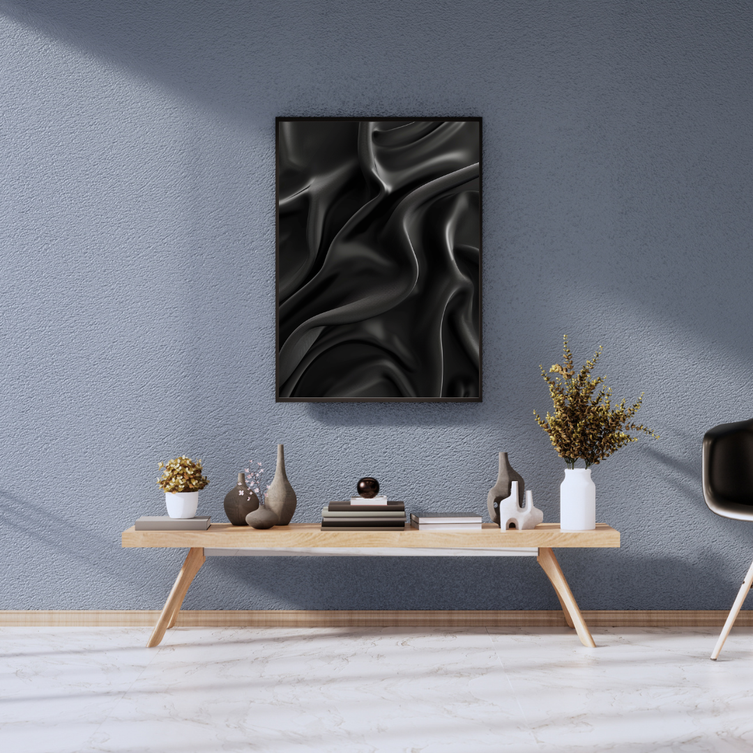 Dark Waves väggposter av Nordanio med mörka, abstrakta vågdesign i grå nyanser för modern inredning.