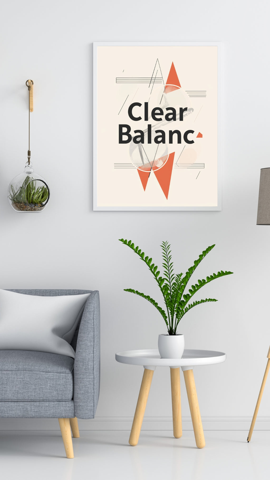 Grå minimalistisk typografiposter från Nordanio, väggkonst i modern stil för inredning och Instagram.