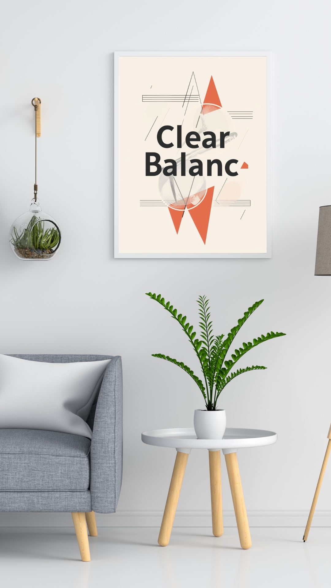 Grå minimalistisk typografiposter från Nordanio, väggkonst i modern stil för inredning och Instagram.