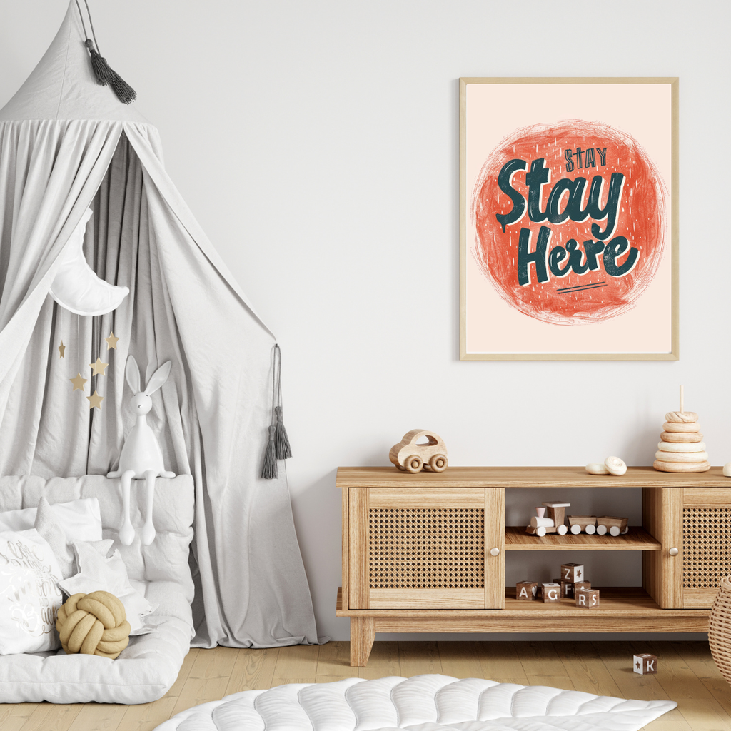 Grå och beige modern typografityp poster i väggram från Nordanio, perfekt för heminredning och väggdekoration.
