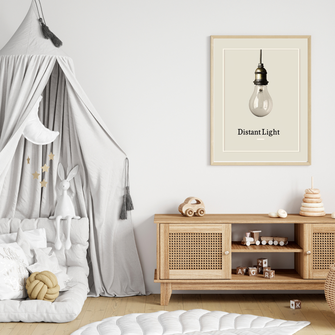 Modern grå och beige typografiposter från Nordanio, inramad för väggdekoration i minimalistisk stil.