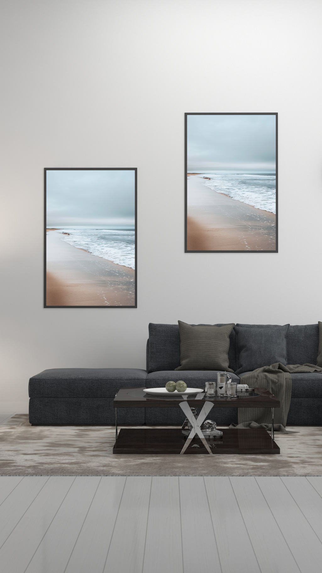 Grå och svart naturposter av Nordanio med minimalistisk design för väggdekoration.