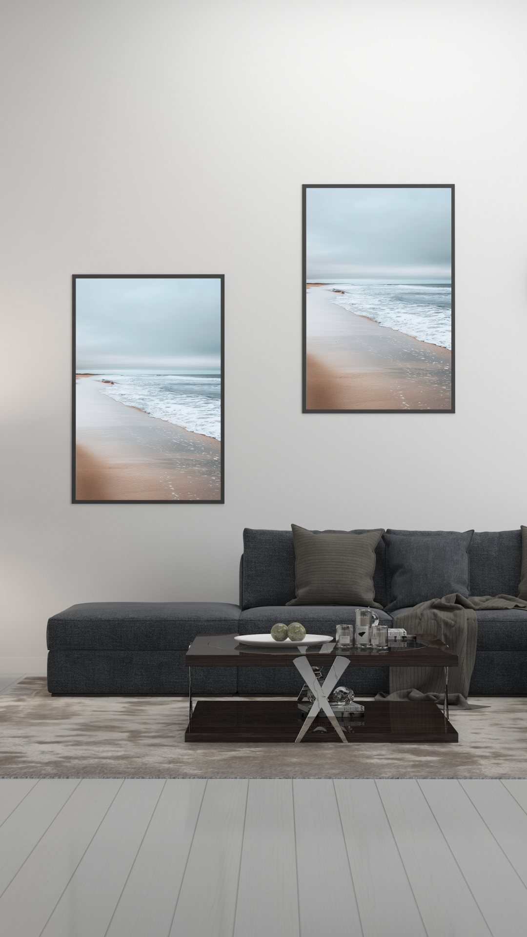 Grå och svart naturposter av Nordanio med minimalistisk design för väggdekoration.