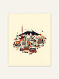 Detaljerad bild av en japansk stad med moderna byggnader och traditionella inslag, avbildad i Nordanio:s JapanskCity.