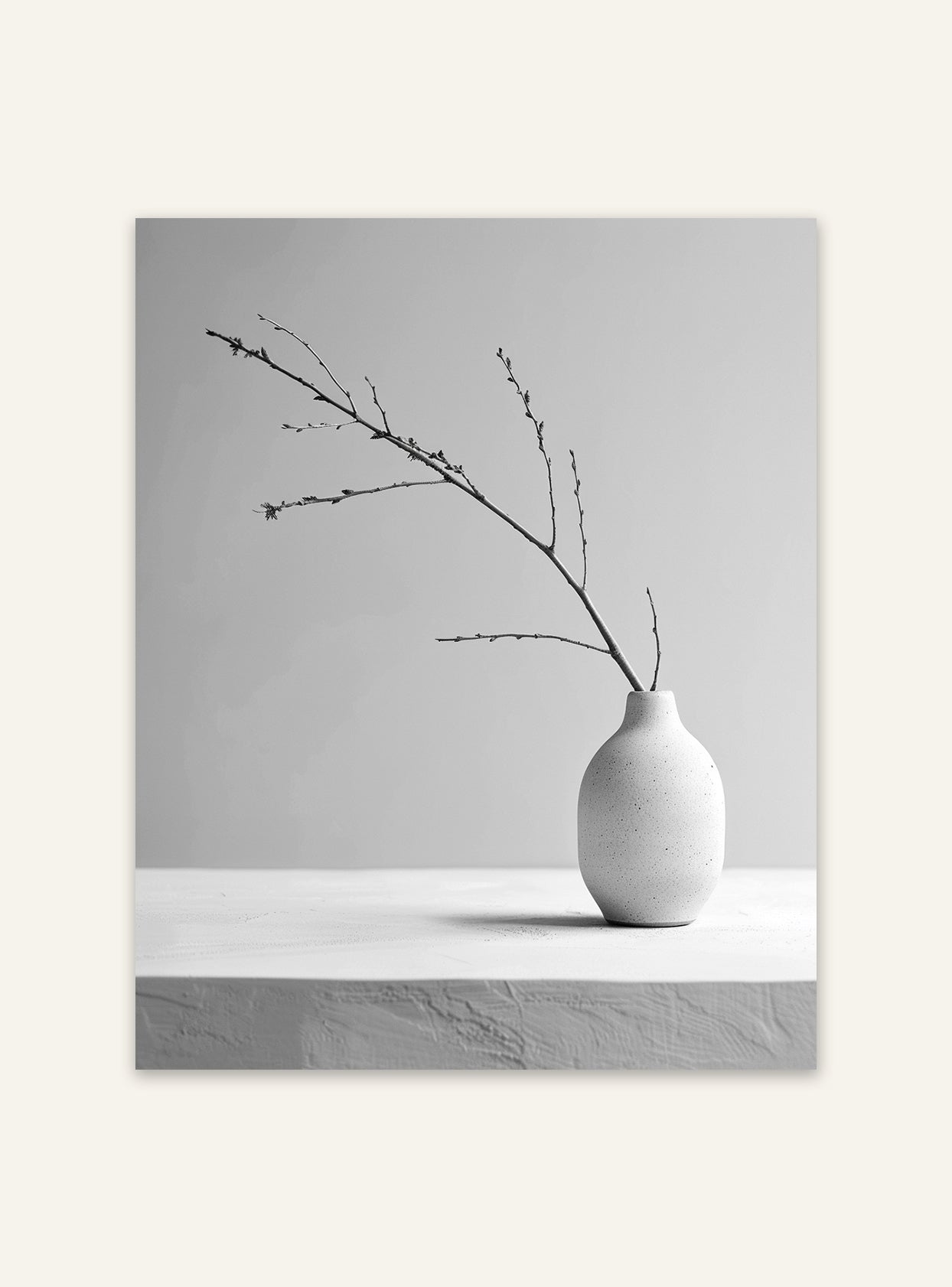 Svartvitt keramikvasplakat av Nordanio, konstnärlig poster med modern keramikvase i svart och vitt design.