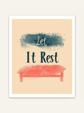 Typografiaffisch "Let It Rest" från Nordanio, visar lugnande text på vit bakgrund.