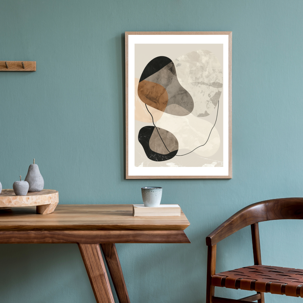 Abstrakt väggposter från Nordanio med ljusgrön modern design, passar som väggdekoration i samtida hem.
