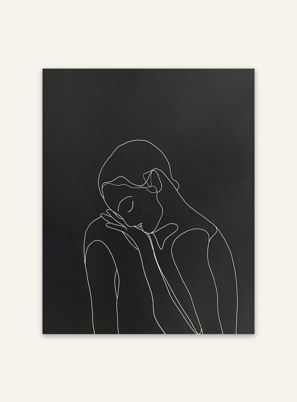 Svart konstnärlig väggposter med linjefigur från Nordanio, modern och stilren design för inredning.