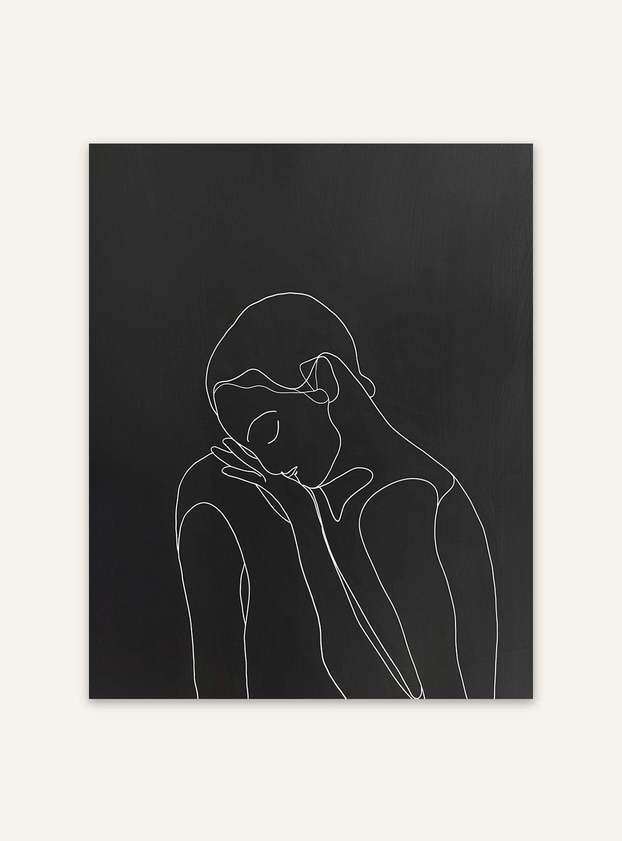 Svart konstnärlig väggposter med linjefigur från Nordanio, modern och stilren design för inredning.