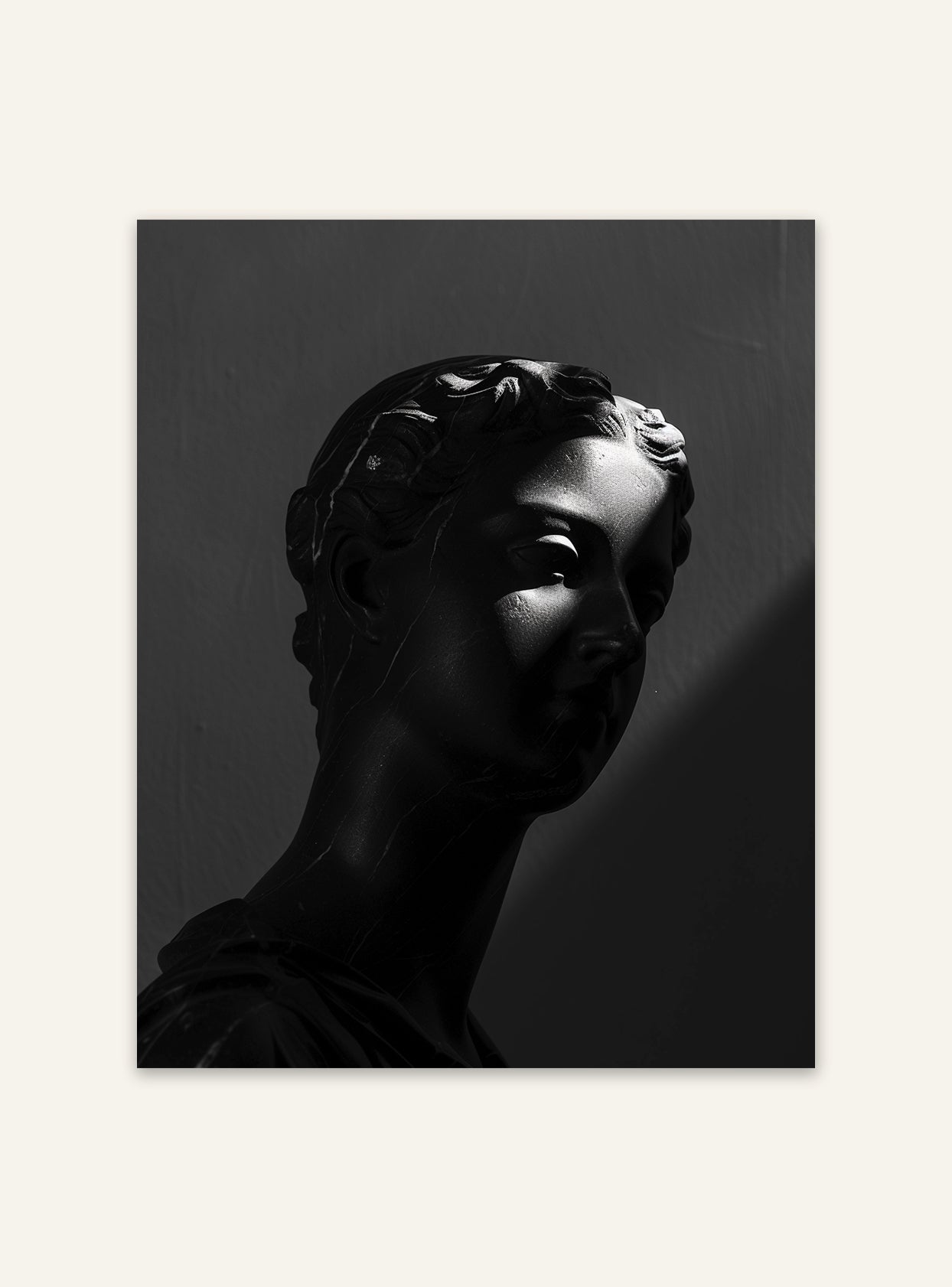 Marmorbystposter av mörk konststil, väggposter i svartvitt med klassisk marmorförstärkning, av Nordanio