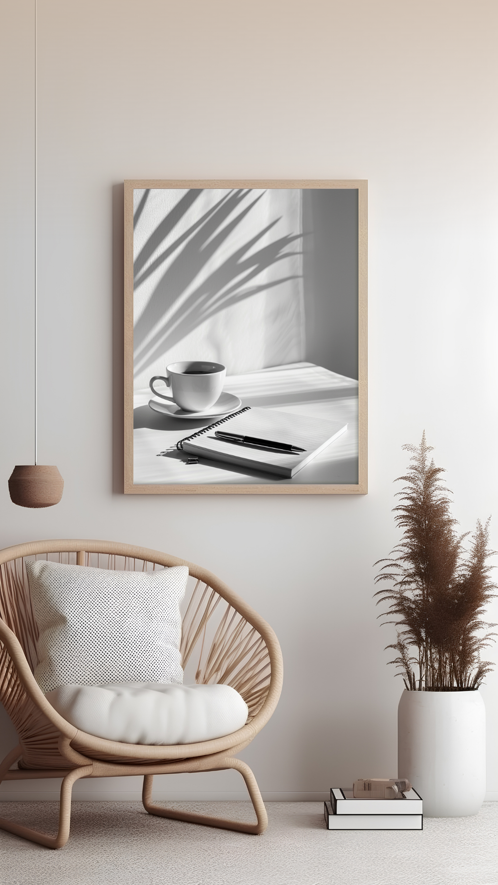 Svartvit minimalist affisch från Nordanio, väggkonst för ett stilrent och modernt hem eller kontor.