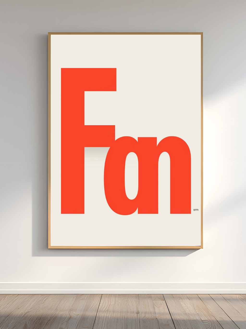 Modern minimalist typografiposter av Nordanio som visar stilren väggkonst i ett ramat format.