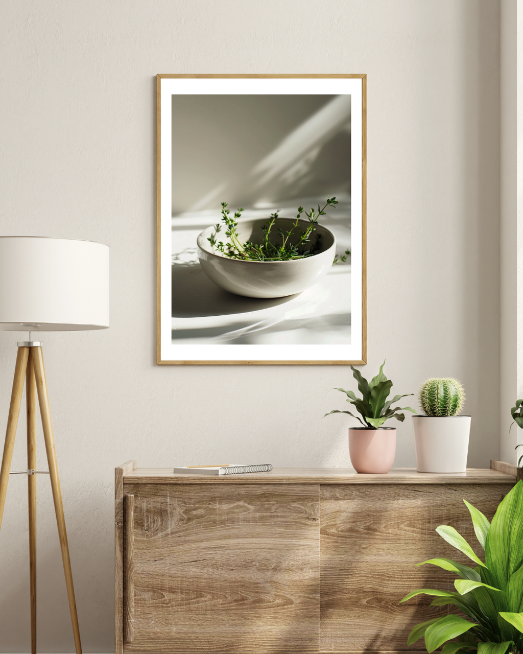 Nordanio herb bowl fruktposter på modern vardagsrumsvägg, neutral och stilren konst för hemmet.