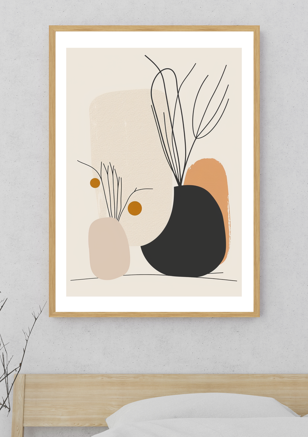 Organisk Lines poster av Nordanio med abstrakt rosa blommönster, inramad väggdekor för sovrum eller vardagsrum.