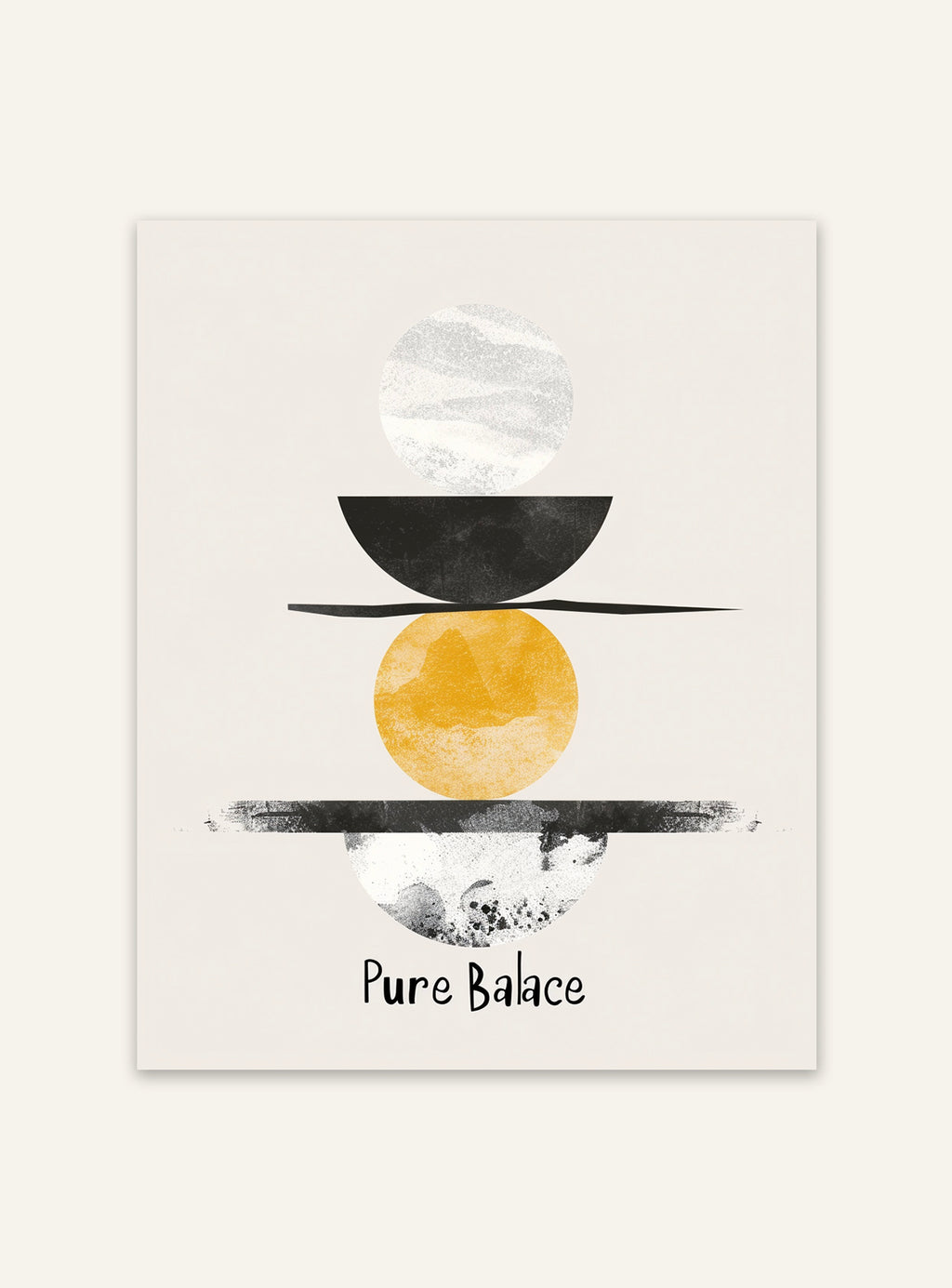 Typografiskt väggplakat med texten "Pure Balance" från Nordanio, minimalistiskt designposter för hemmiljö.
