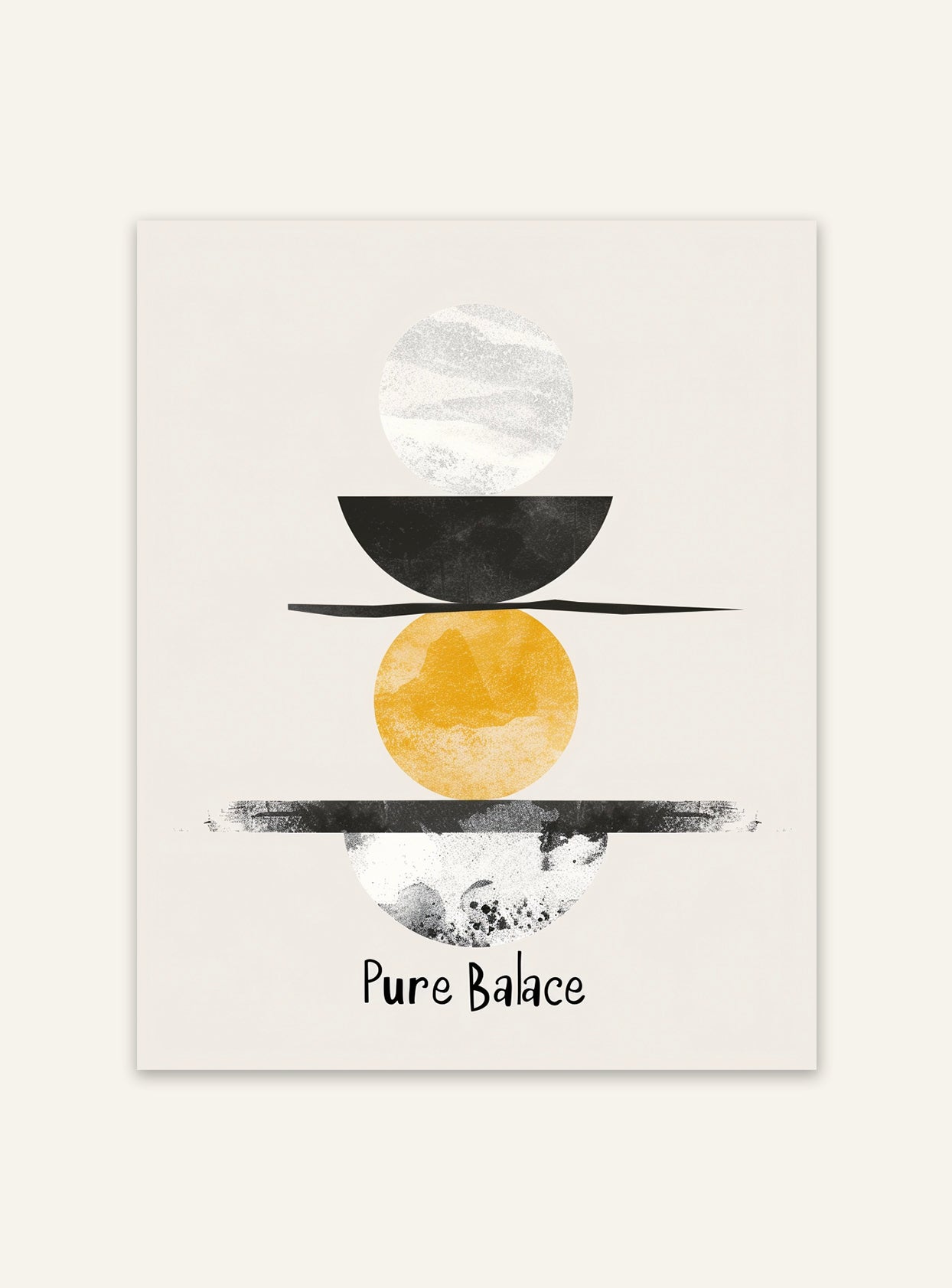 Typografiskt väggplakat med texten "Pure Balance" från Nordanio, minimalistiskt designposter för hemmiljö.
