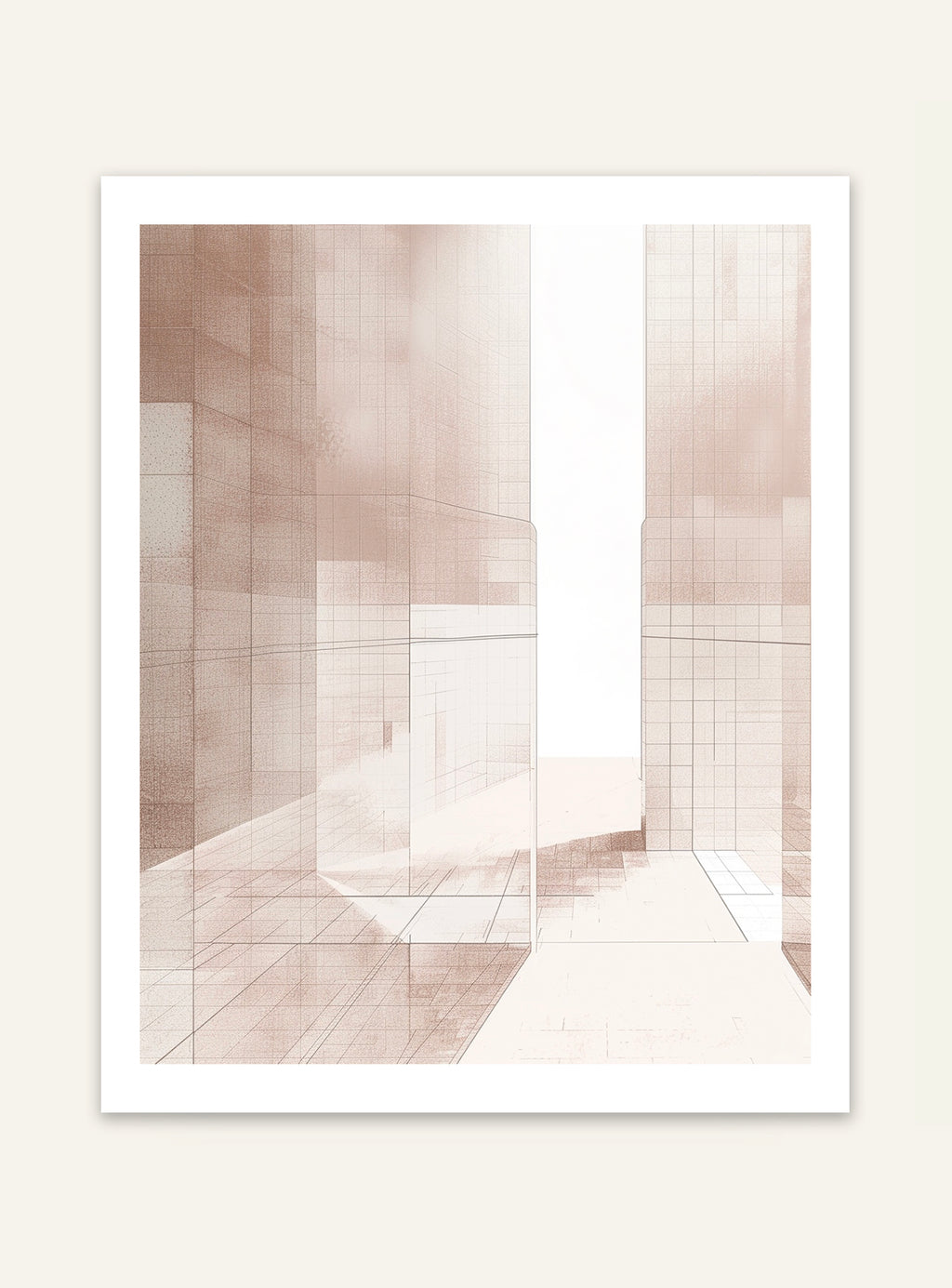 Abstrakt väggposter med rutnätmönster av Nordanio, modern konst för heminredning, visuellt intressant och färgglad design.