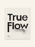 Typografiskt Nordanio True Flow-poster med svart text på vit bakgrund, modern design för väggdekor.
