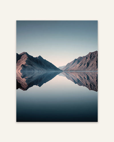 Lake Reflection Mountains Minimalist Poster