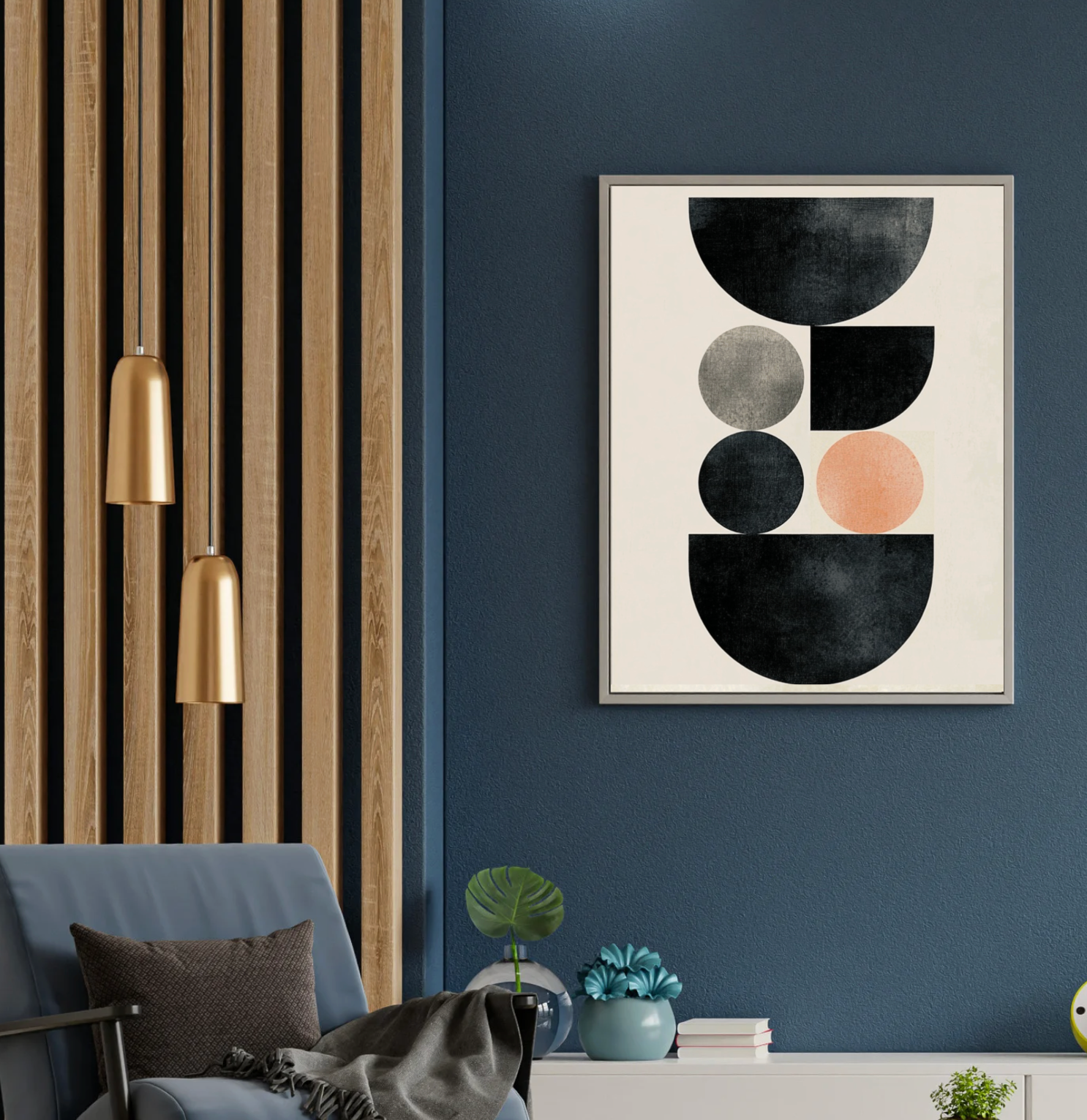 Balansposter av Nordanio med abstrakt design, visad på vit bakgrund, perfekt för att främja balans och mindfulness i hemmet.