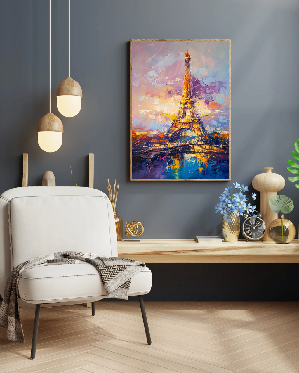 Nordanio Paris målarfärg i burk med färgstarka nyanser och konstnärliga penseldrag på en vit bakgrund.