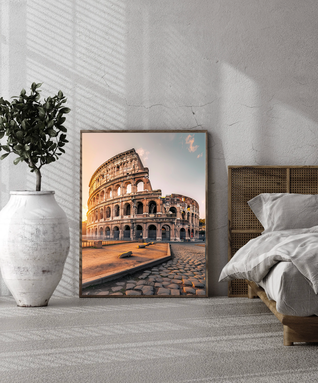 Nordanio ROME poster med konstnärligt motiv av stadsvy och arkitektur på vitt papper, väggdekoration för hemmet