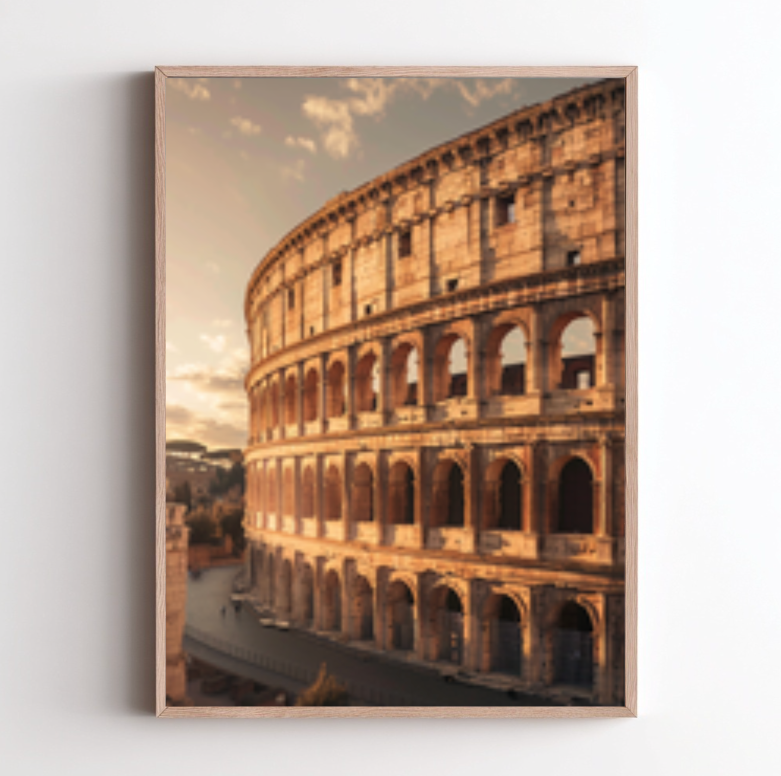 Väggposter av Colosseum i Rom med Nordanio branding, visar en konstnärlig bild av den antika amfiteatern.