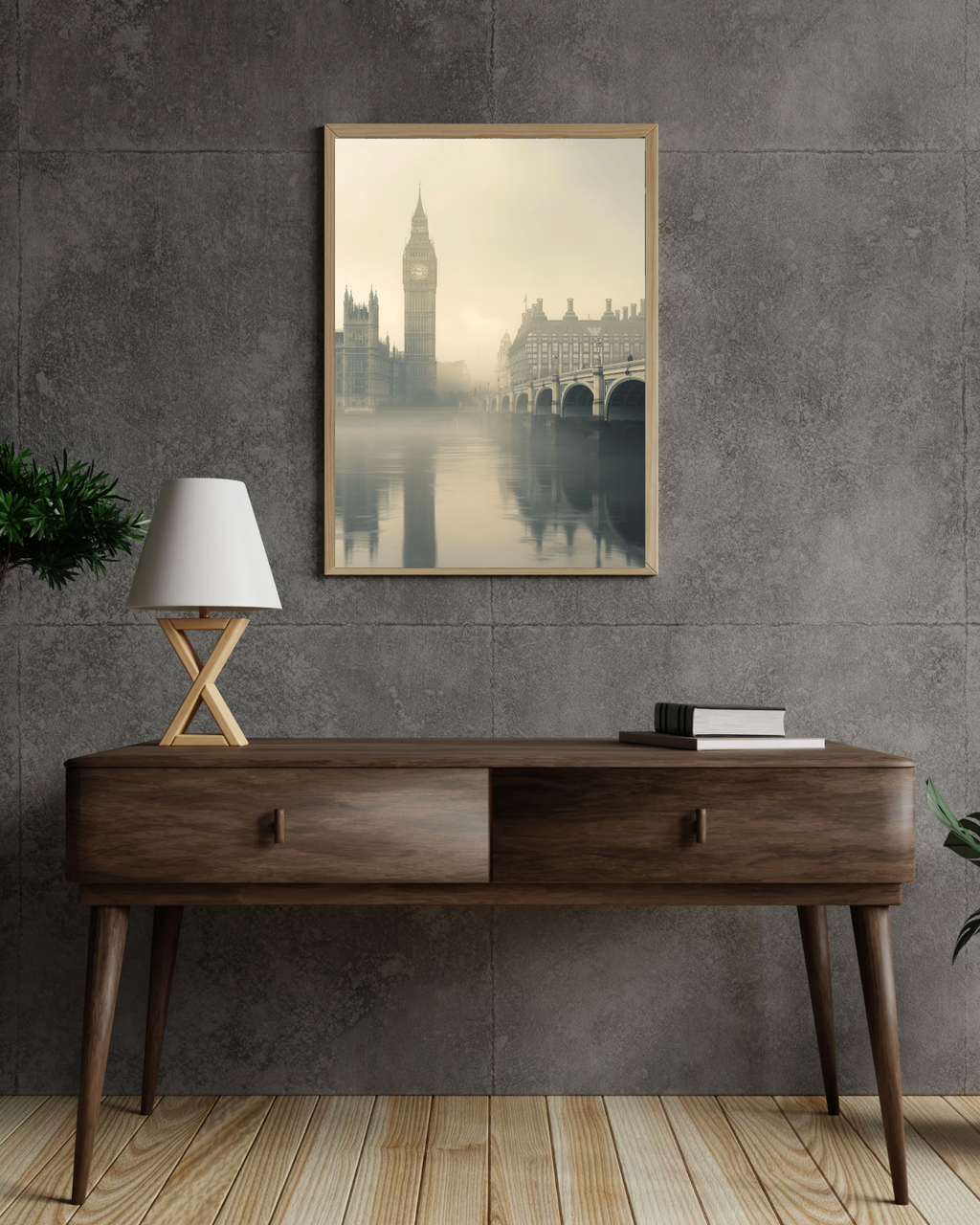 Väggposter med London motiv av Nordanio, visar stadens ikoniska landmärken och stadsbild i färgglad design.