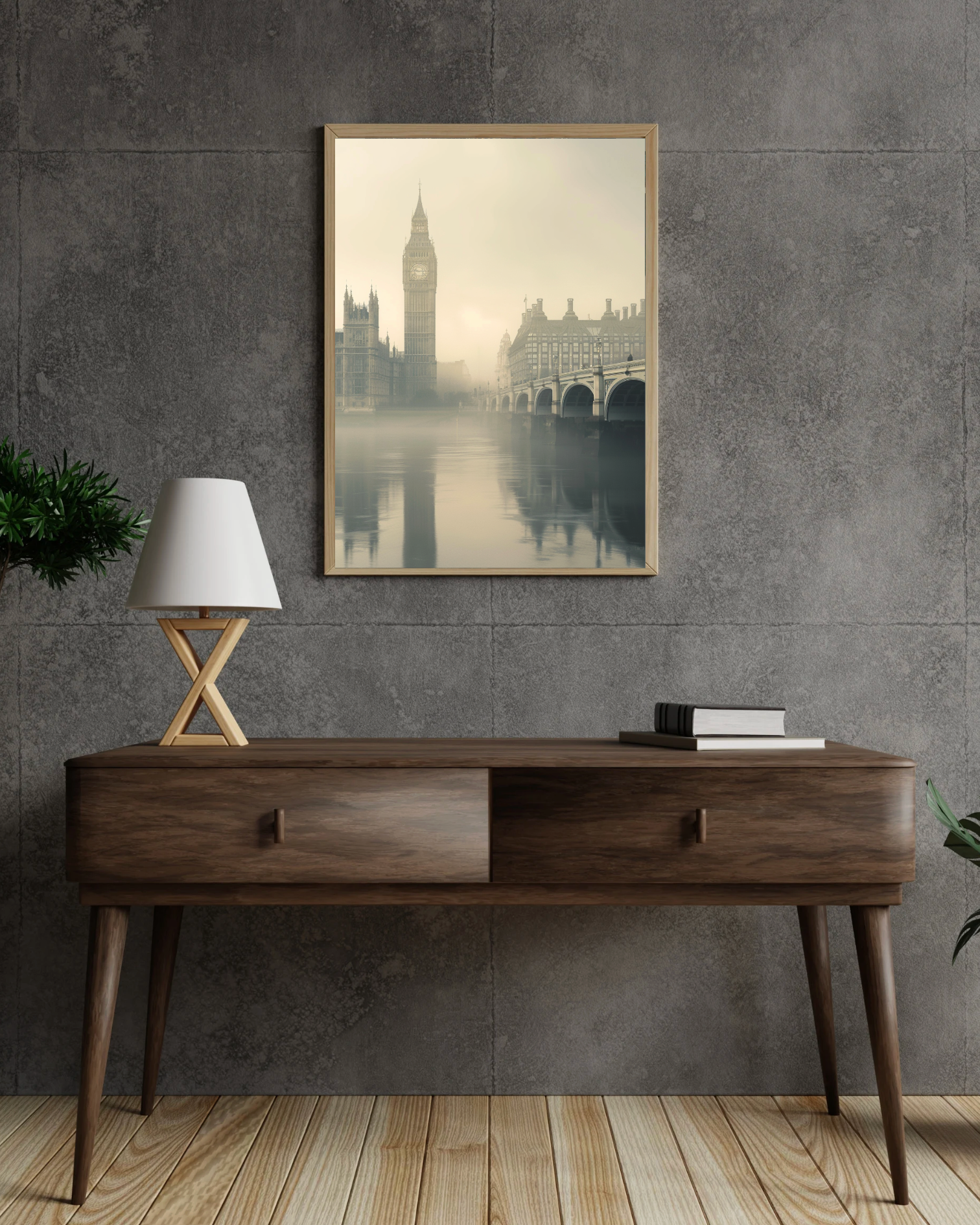 Väggposter med London motiv av Nordanio, visar stadens ikoniska landmärken och stadsbild i färgglad design.