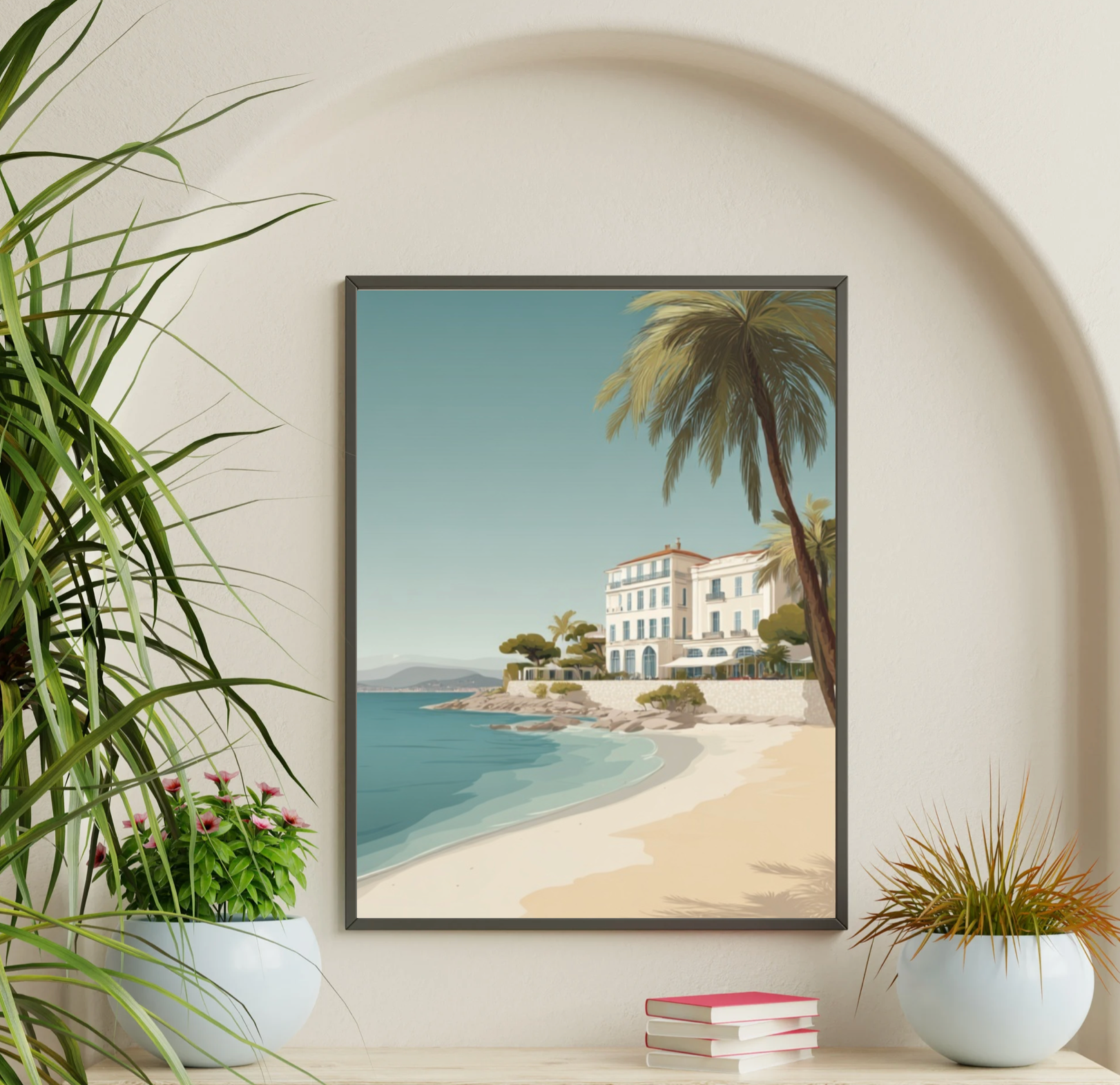 Nordanio Côte d'Azur Dreams poster med vackra kustlandskap och klippor, perfekt för väggdekoration.