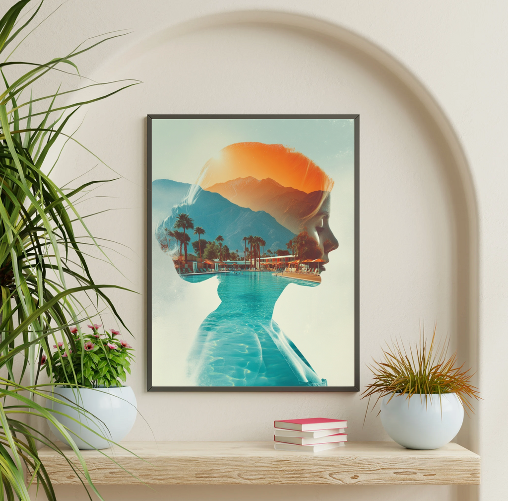 Detaljerad bild av Nordanio Desert Oasis, en vacker konstnärlig illustration med ökenlandskap och oaser.