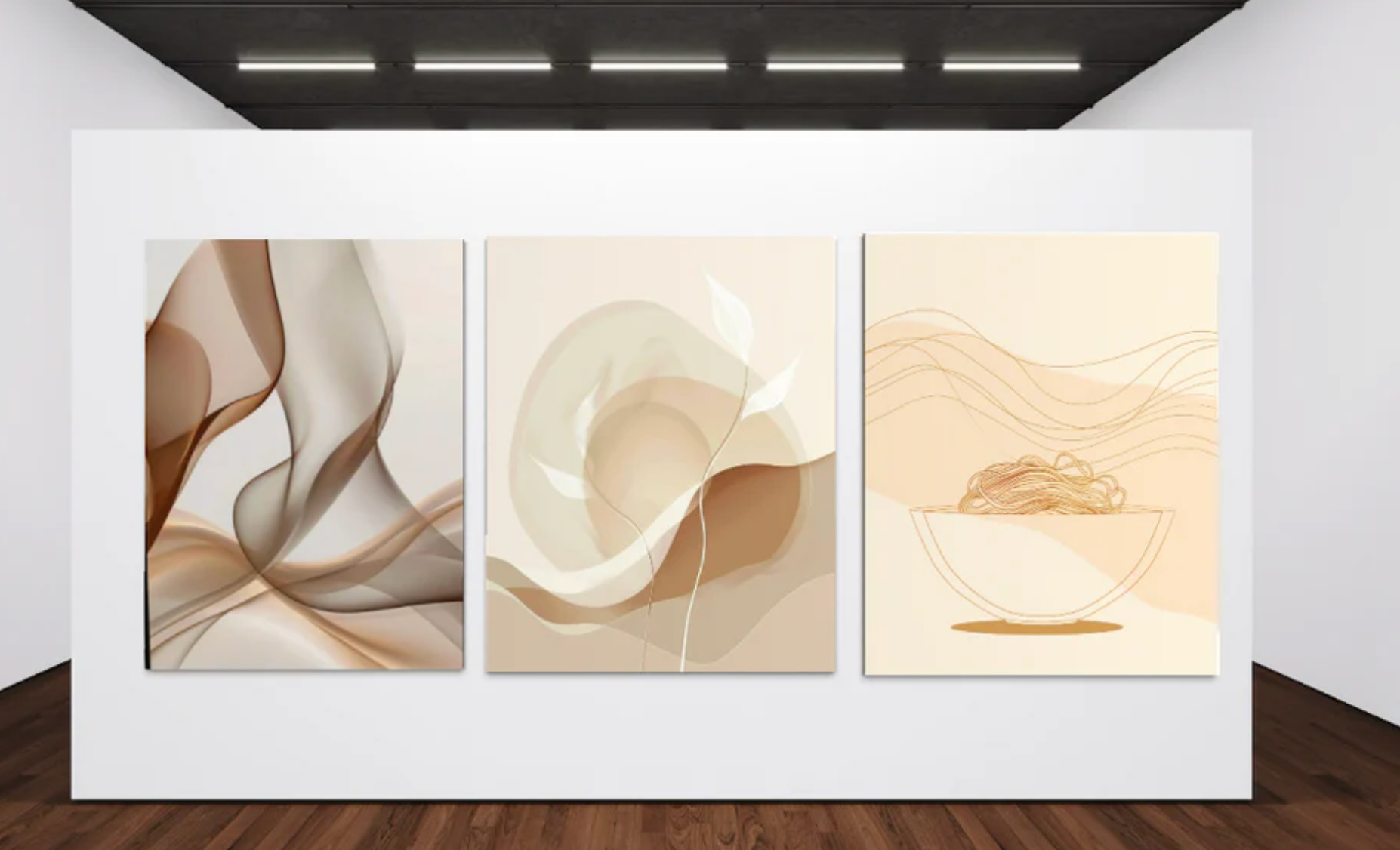 Tre Nordanio posterpaket med tre 700x100 cm affischer på vit bakgrund, perfekt för väggdekoration.