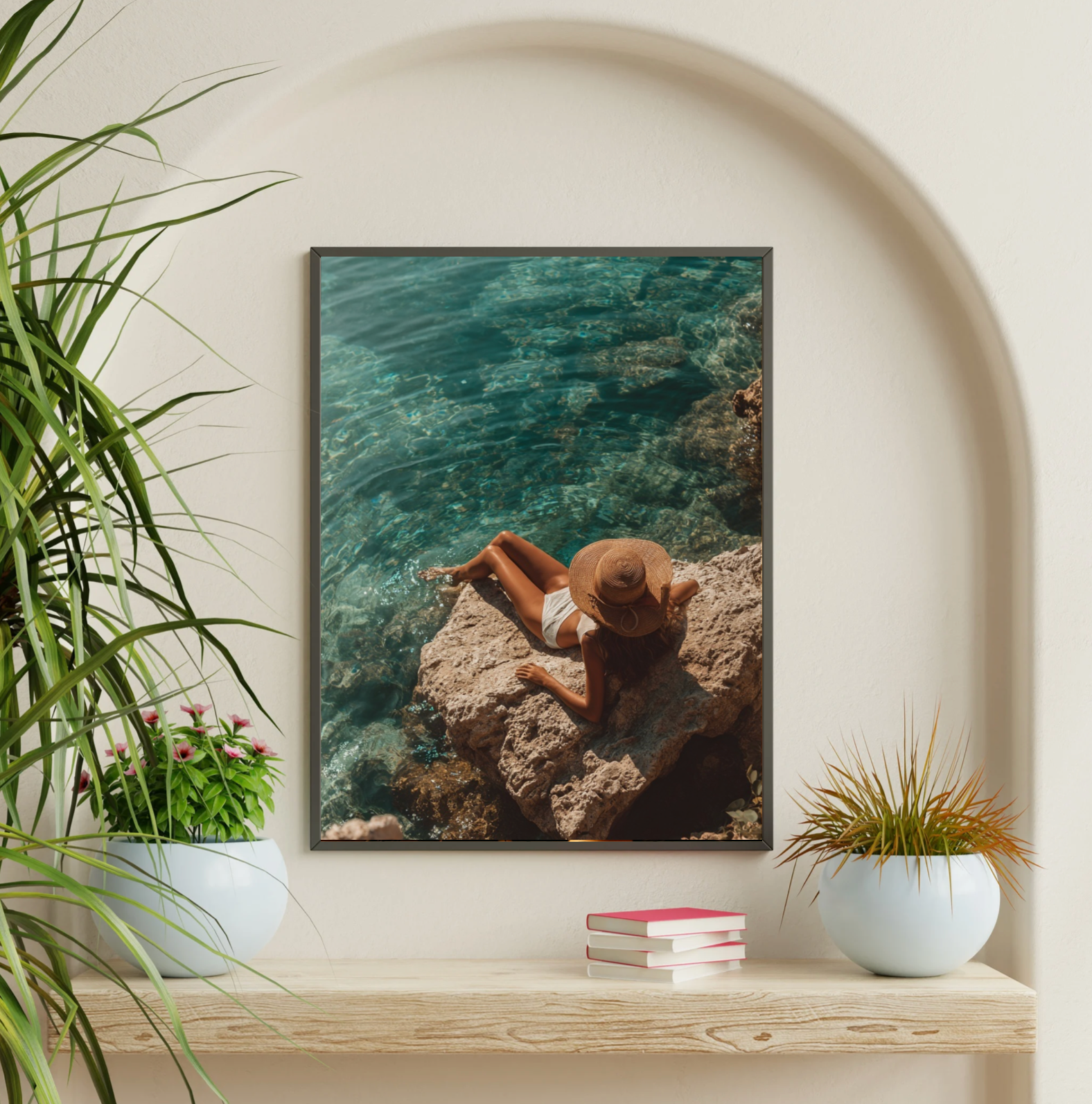 Nordanio Rocher Azur, handgjord keramikskål med blå och vit marmorerad design, rund form och glansig yta.