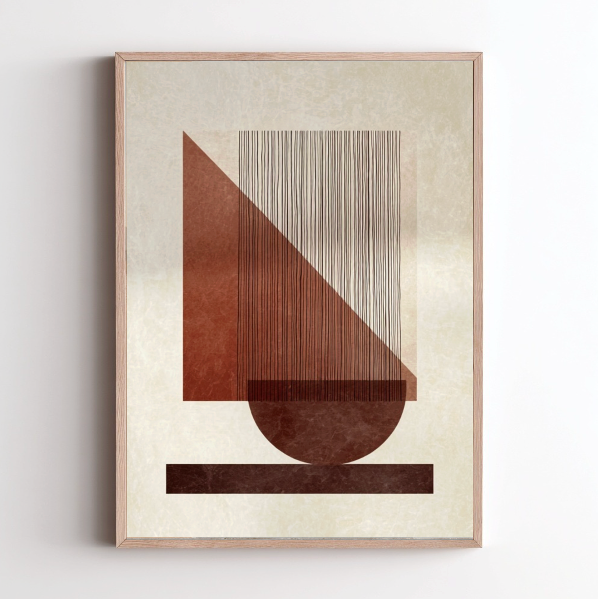 Abstrakt geometrisk poster från Nordanio med färgglada former och linjer på vit bakgrund.