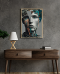 Nordanio figur i trä med detaljrik design, som visar en konstnärlig och dekorativ skulptur.