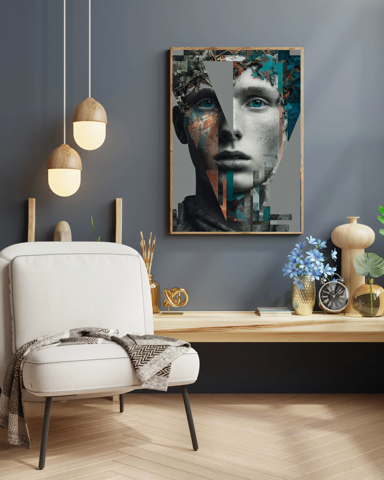 Nordanio figur i trä med detaljerad design, perfekt för samling eller dekoration, på en neutral bakgrund