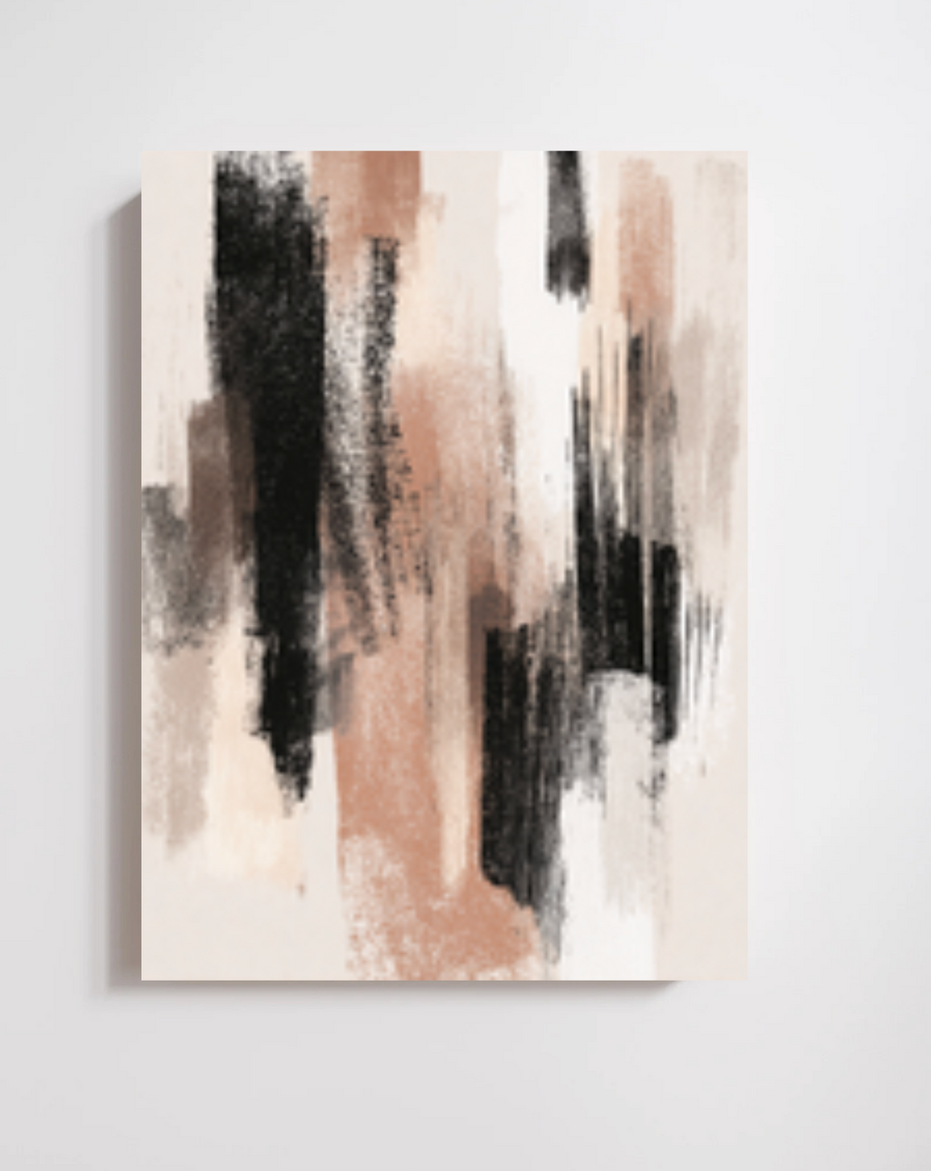 Abstrakt konstnärlig målning av Urban Strokes av Nordanio med ljusa färger och dynamiska penseldrag på vit bakgrund.