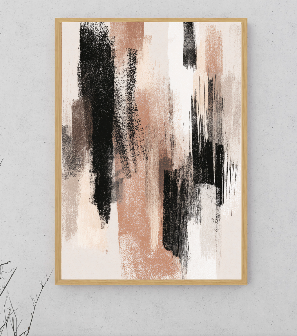 Illustration av Urban Strokes konstverk av Nordanio med färgstarka, abstrakta penseldrag på vit bakgrund.