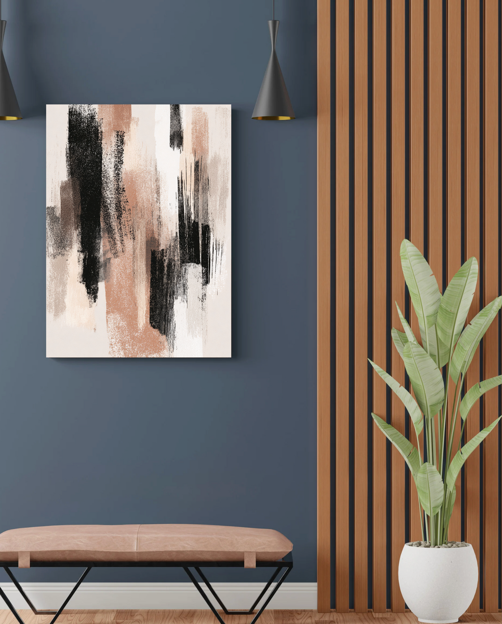 Urban Strokes av Nordanio konstnärlig väggdekor med abstrakta färgstarka penseldrag på vit bakgrund