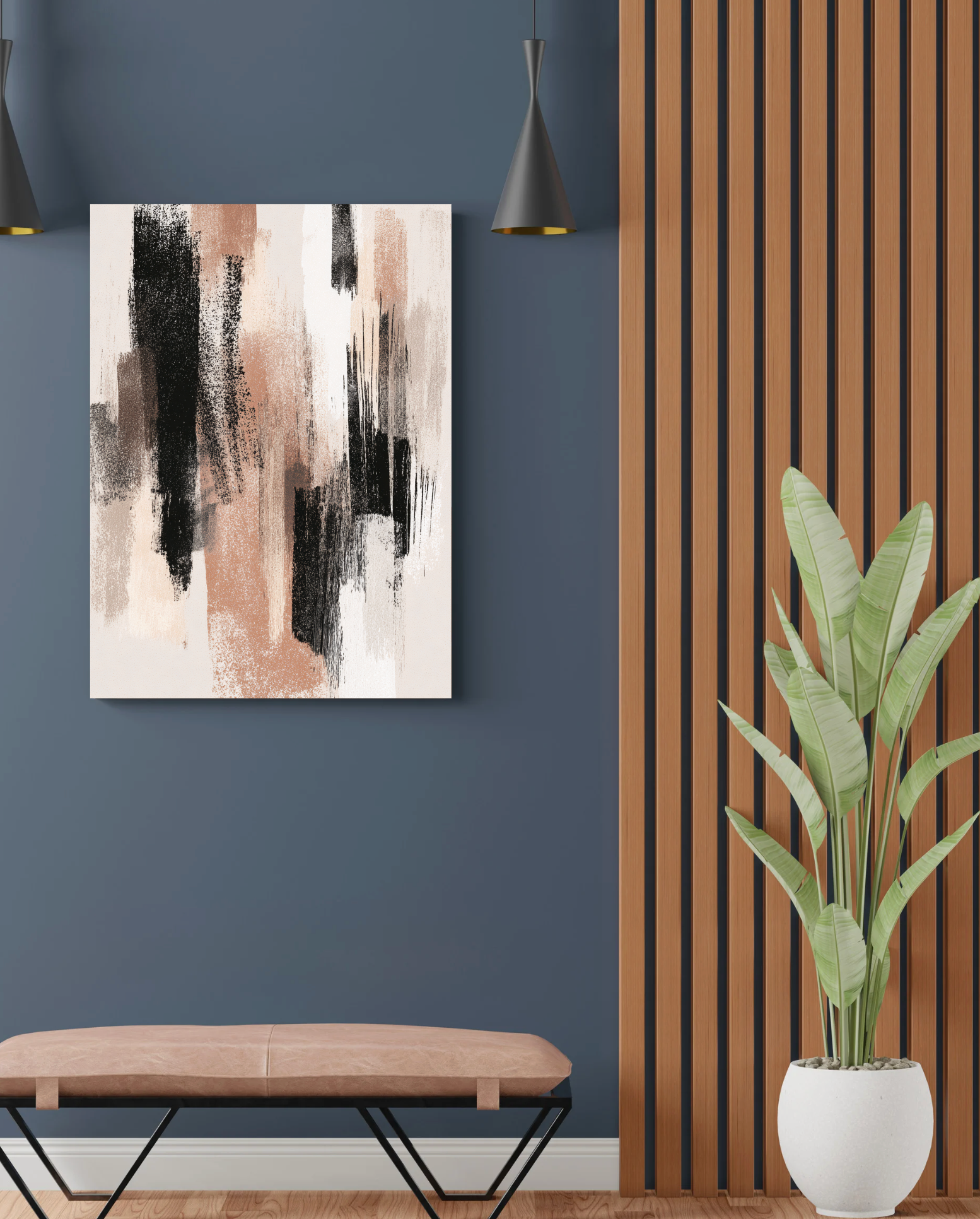Urban Strokes av Nordanio konstnärlig väggdekor med abstrakta färgstarka penseldrag på vit bakgrund