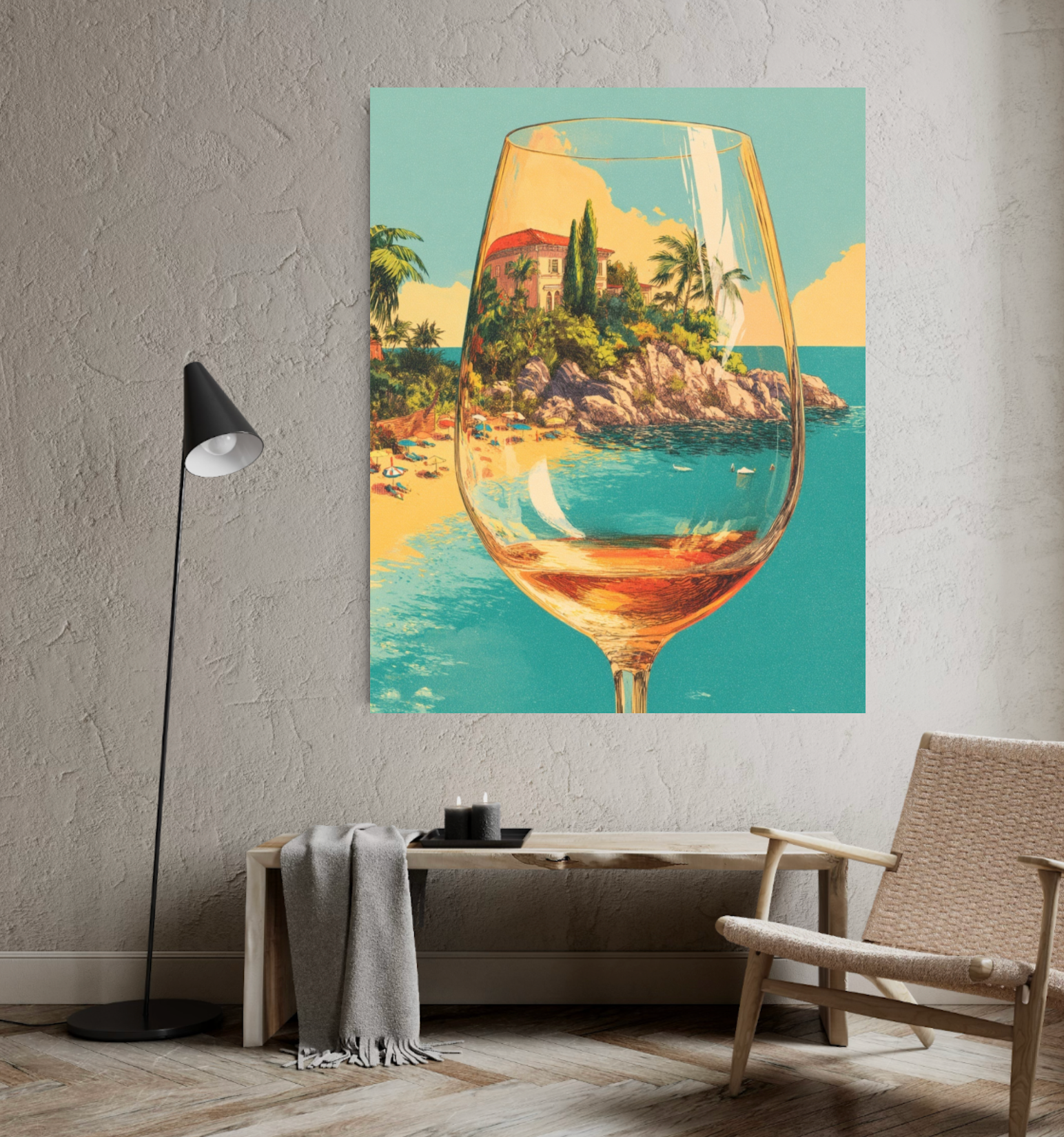 Elegant fransk Riviera-vin glas från Nordanio, transparent med rund form och lång fot, perfekt för vinservering.