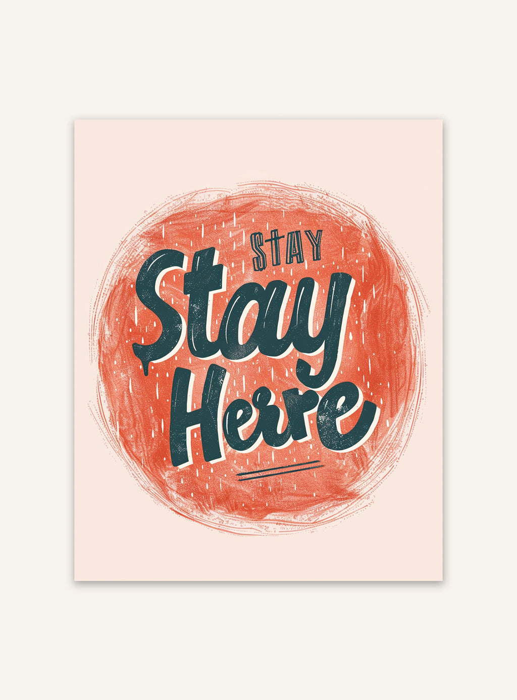Typografiposter från Nordanio med texten "Stay Here" i modern stil, väggdekoration för hem eller kontor.