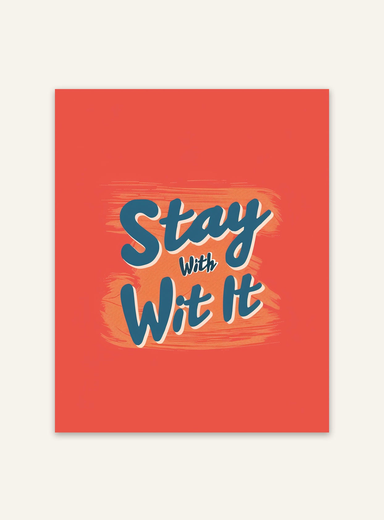 Svart och vitt typografiposter med texten "Stay With It" från Nordanio, väggdekoration för motiv och inspiration.