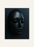 Svart maskposter av Nordanio, mörk konstväggposter med dramatisk svart mask för väggdekoration.