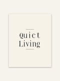 Typografiposter med text "Tyst Liv" från Nordanio, svartvit design, inramad väggkonst för modern heminredning