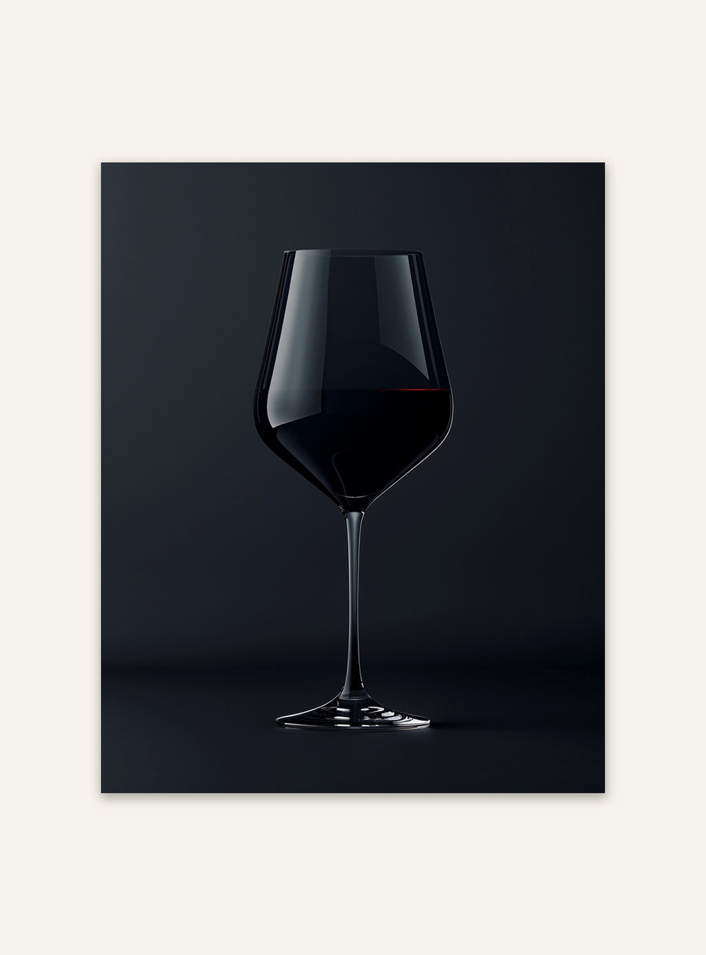 Vinglasposter i mörk konststil av Nordanio, väggdekoration med elegant vinrelaterad design i mörka toner.