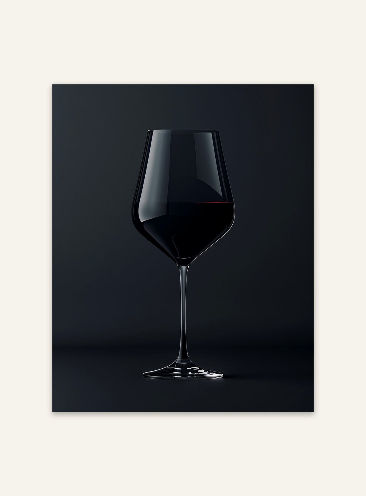 Vinglasposter i mörk konststil av Nordanio, väggdekoration med elegant vinrelaterad design i mörka toner.