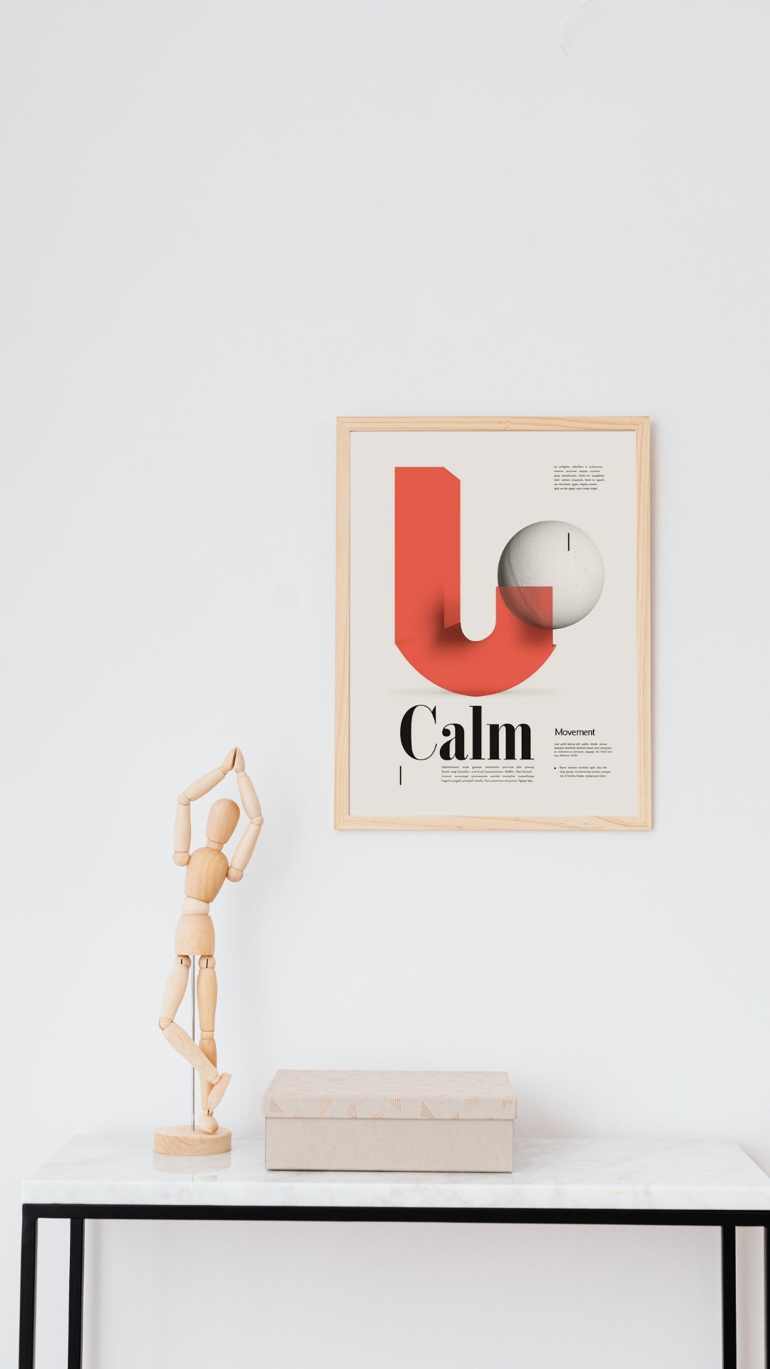 Väggkonst med minimalistisk typografi av Nordanio på vit och grå bakgrund, perfekt för Instagram- och inredningsbilder.