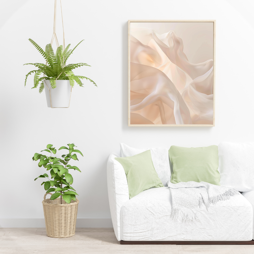Abstrakt väggposter i vitt med minimalistisk 3D-illustration från Nordanio, passar som konst till väggar.
