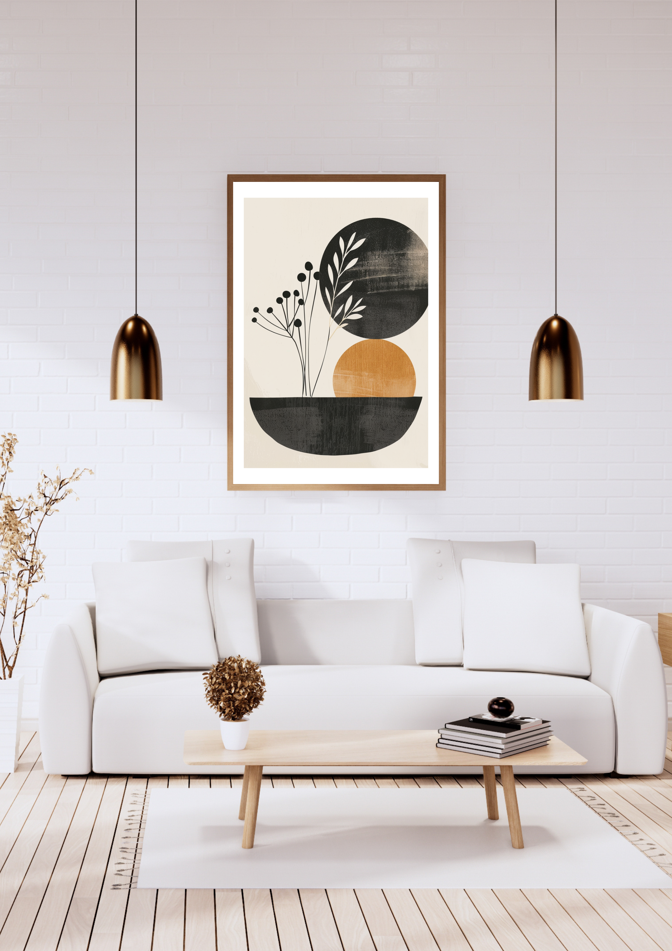 Abstrakt väggposter av Nordanio med minimalistisk, vit textur och modern konstdesign, inramad som väggdekoration.